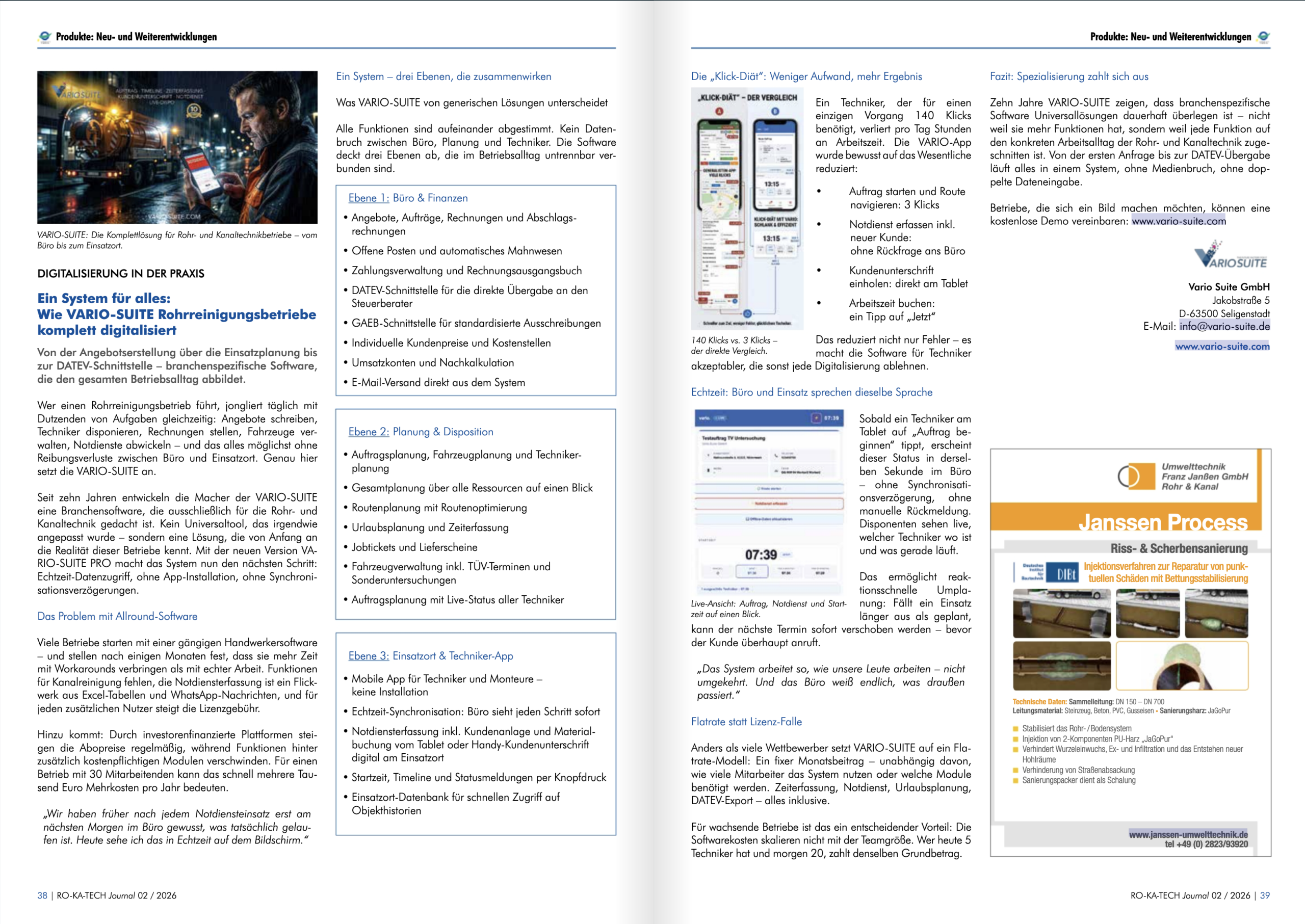 Das offizielle RO-KA-TECH Journal des VDRK berichtet in der Ausgabe 02/2026 ausführlich über die Vario Suite...